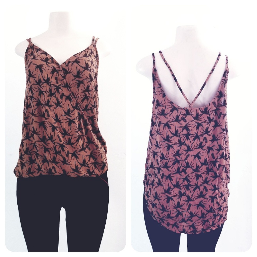 Women's brown  black spaghetti strap top